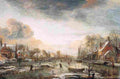 neer A Frozen River by a Town at Evening Art A4 Photo Print