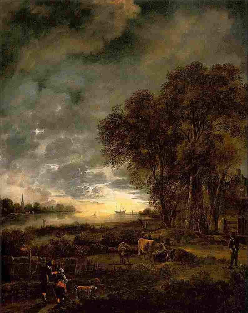 neer A Landscape with a River at Evening Art A4 Photo Print