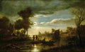 neer River Landscape in Moonlight Art A4 Photo Print