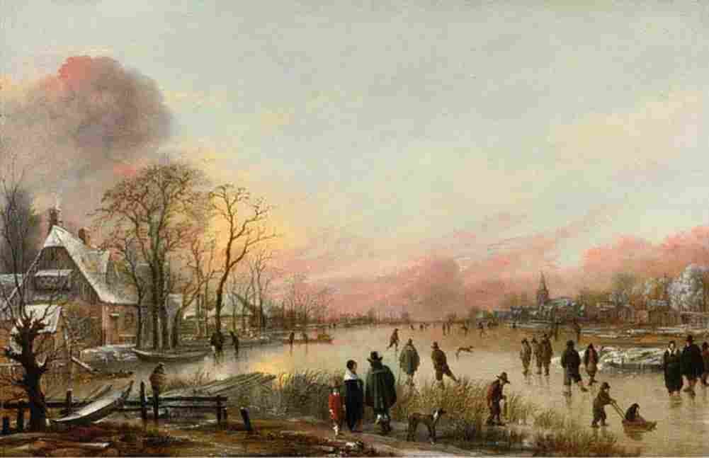 neer frozen river at sunset Art A4 Photo Print