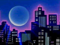 neon cityscape lights1980s 1990s A4 Photo Print