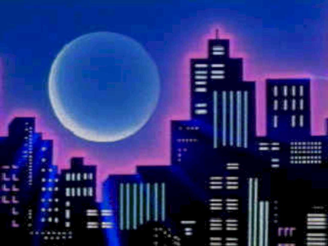 neon cityscape lights1980s 1990s A4 Photo Print