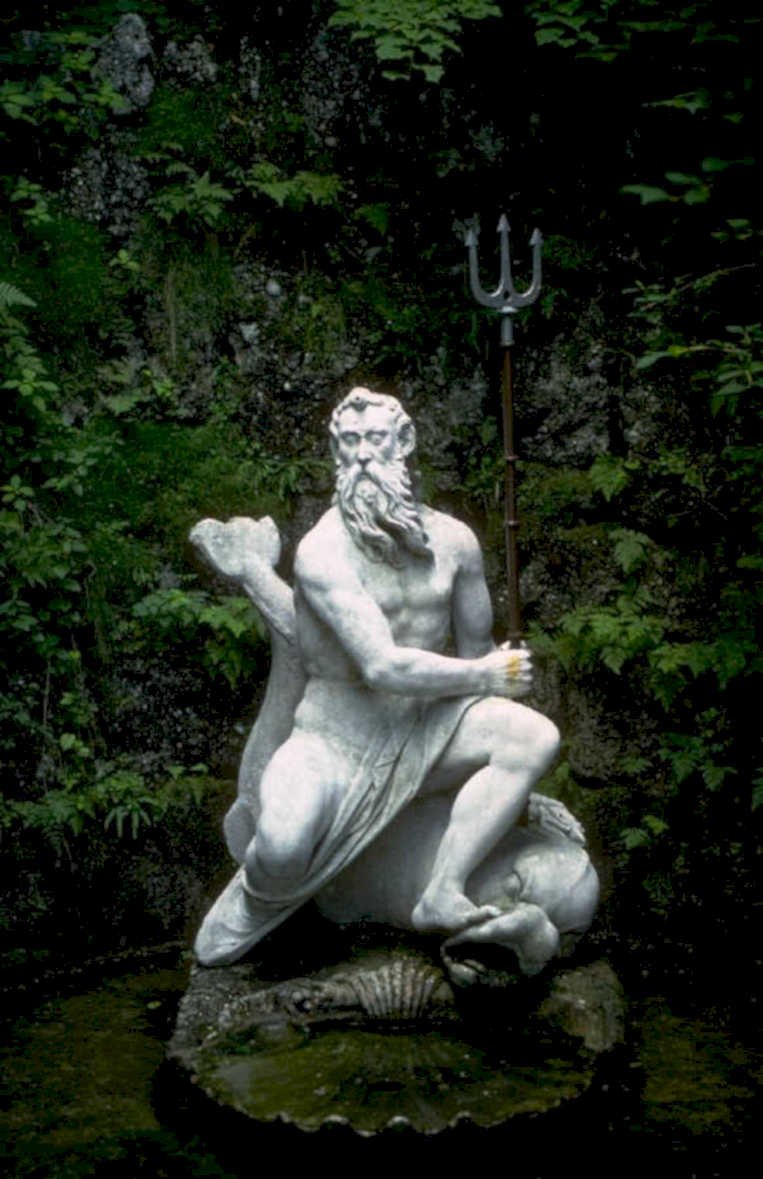 neptune statue forest 1980s 1990s A4 Photo Print