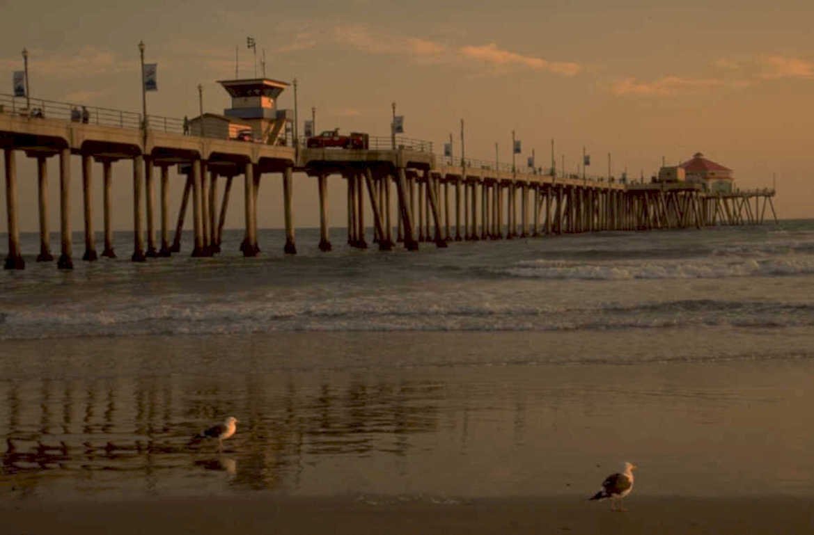 newport pier sunset 1980s 1990s A4 Photo Print