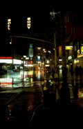 night city rain Vintage A4 Photo Print