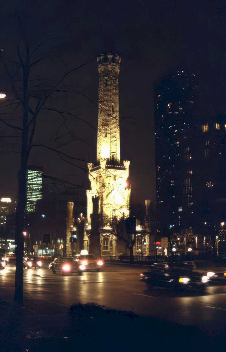 night cityscape chicago 3 Vintage A4 Photo Print