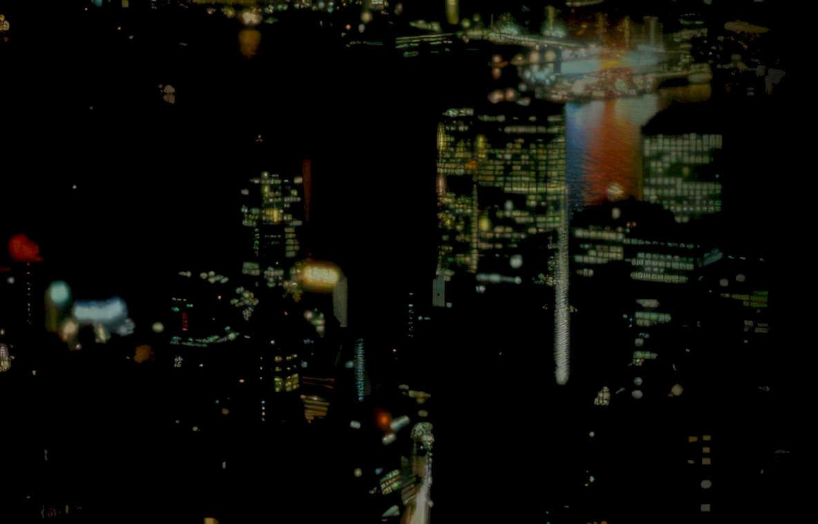 night cityscape lights Vintage A4 Photo Print