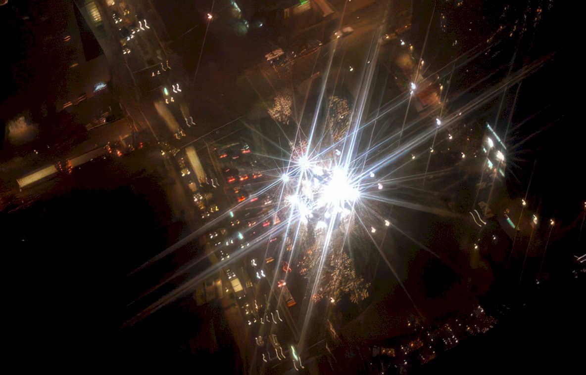 night cityscape traffic Vintage A4 Photo Print