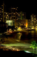 night cityscape waikiki 3 Vintage A4 Photo Print