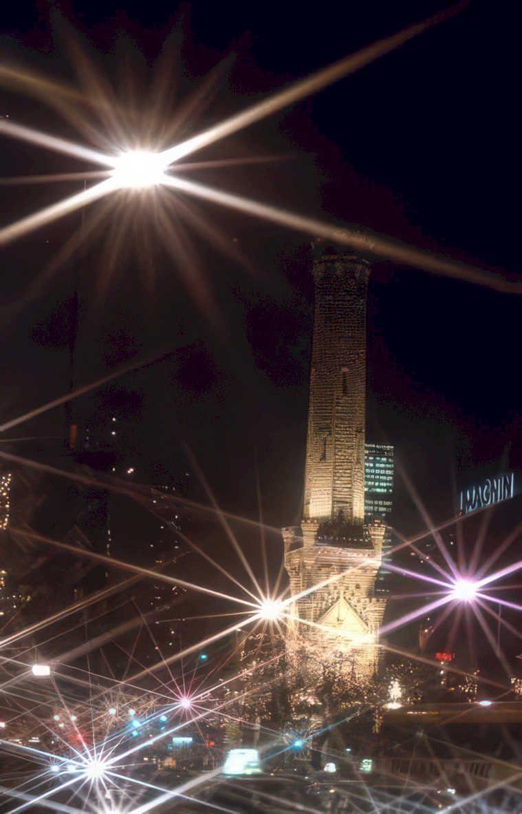 night cityscape washington Vintage A4 Photo Print