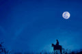 night cowboy moon 1980s 1990s A4 Photo Print
