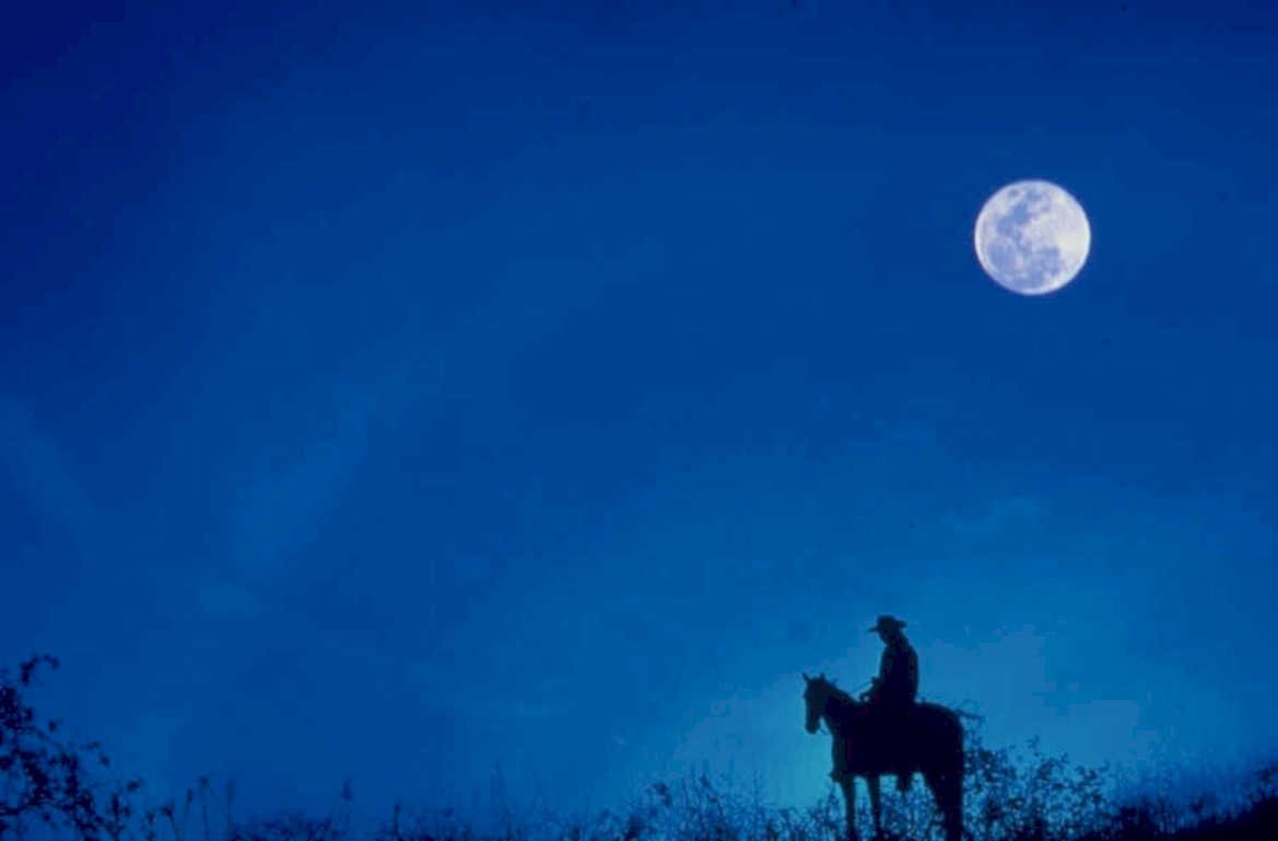 night cowboy moon 1980s 1990s A4 Photo Print