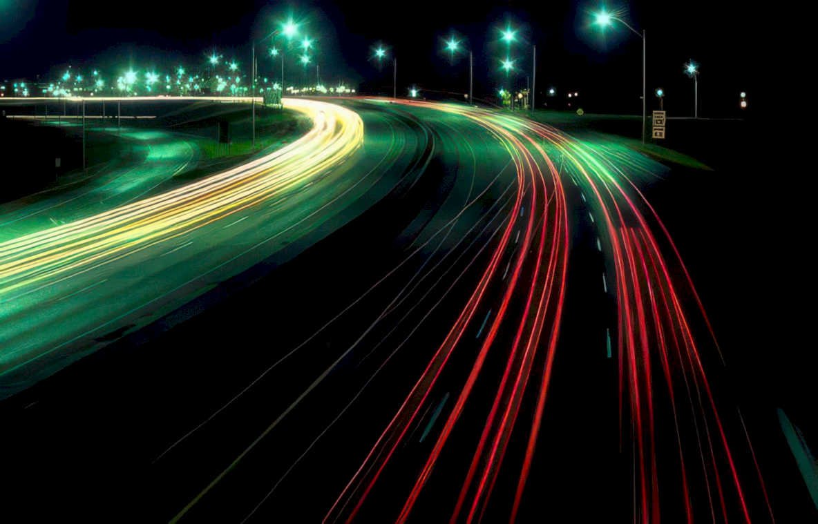 night highway streaks Vintage A4 Photo Print