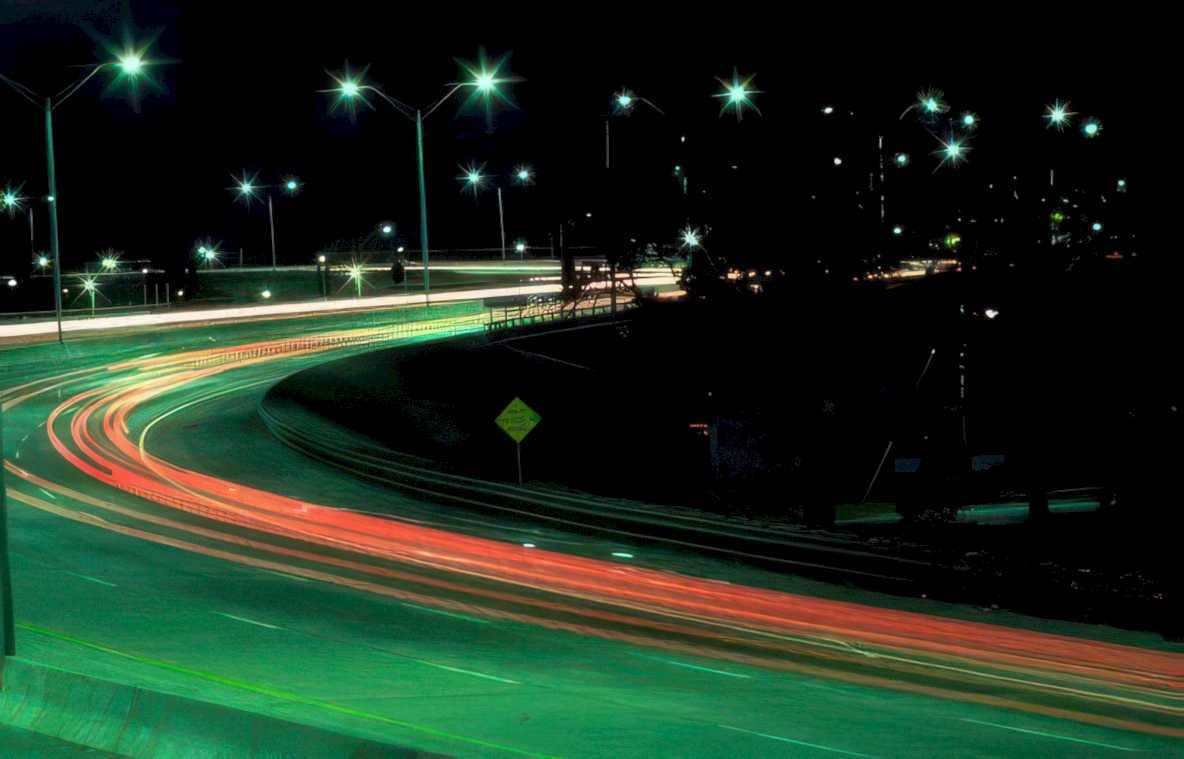 night highway yield Vintage A4 Photo Print