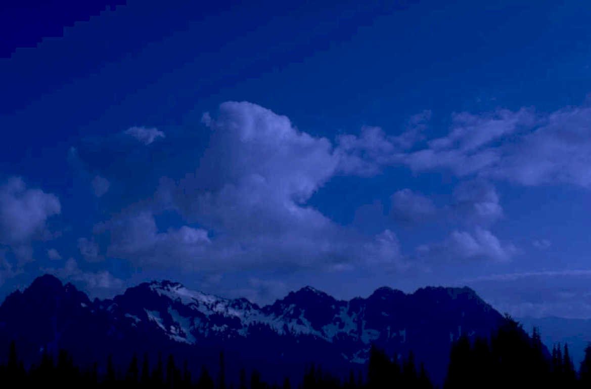 night mountains snow 1980s 1990s A4 Photo Print