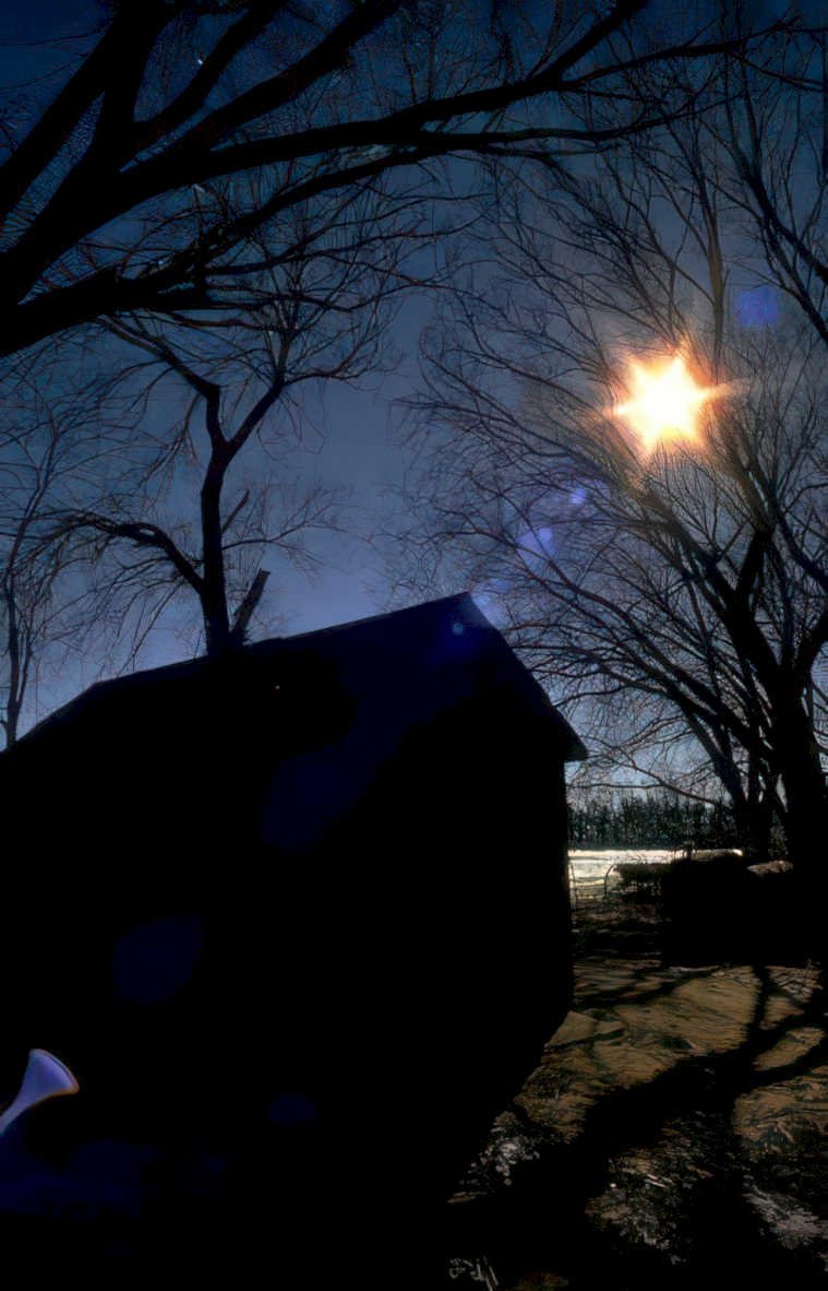 night shed stars Vintage A4 Photo Print