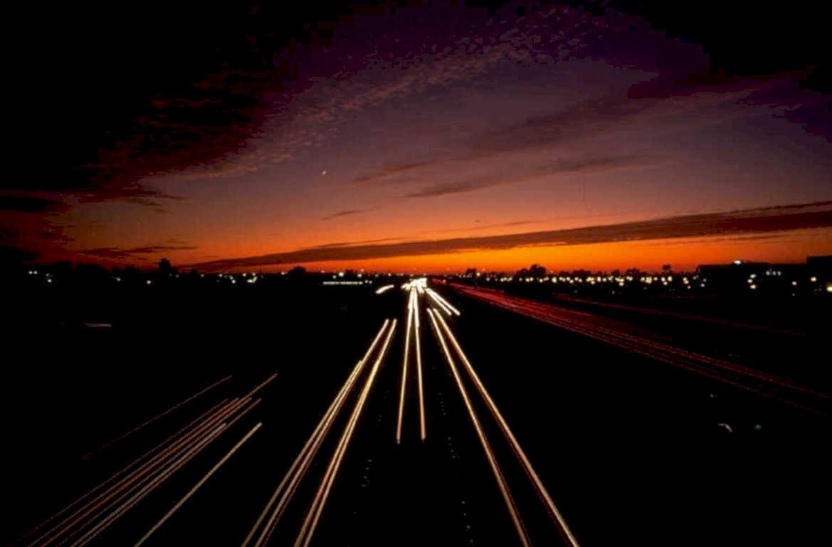 night trails sunset 1980s 1990s A4 Photo Print