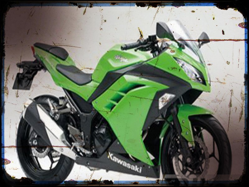 ninja 250 A4 Photo Print Motorbike Vintage Aged