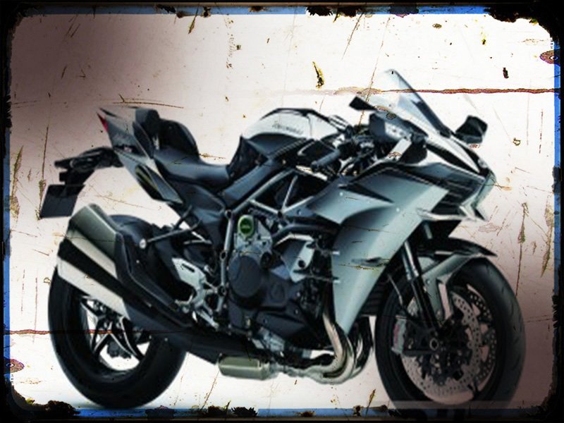 ninja h2 1 A4 Photo Print Motorbike Vintage Aged