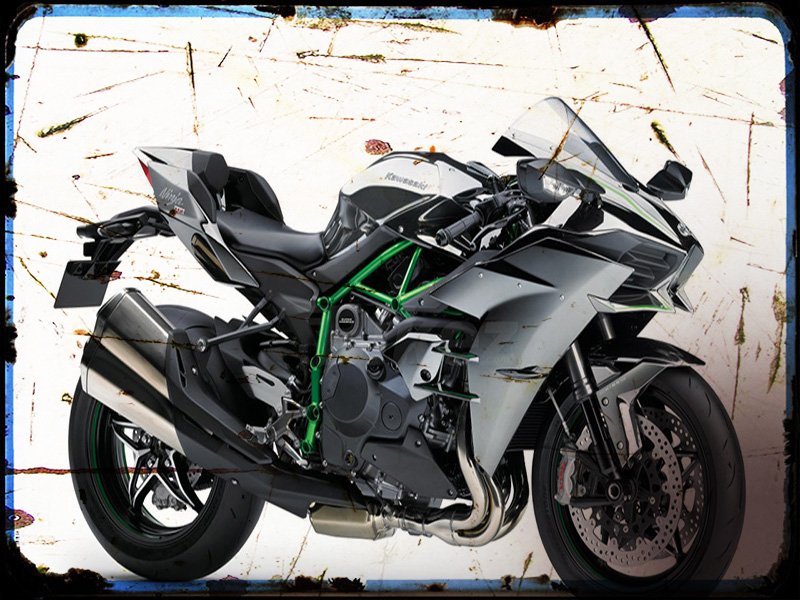 ninja h2 Kawasaki A4 Photo Print Motorbike Vintage Aged