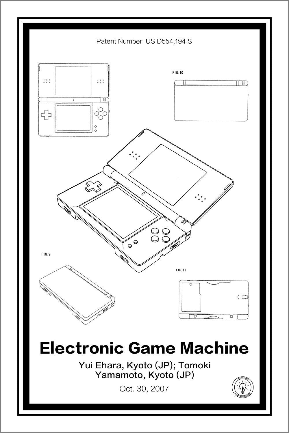 nintendo ds patent print white A4 Photo Print