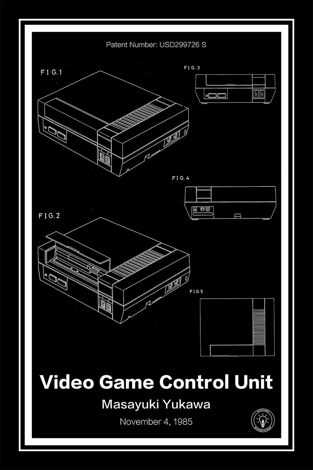 nintendo entertainment system patent print black A4 Photo Print
