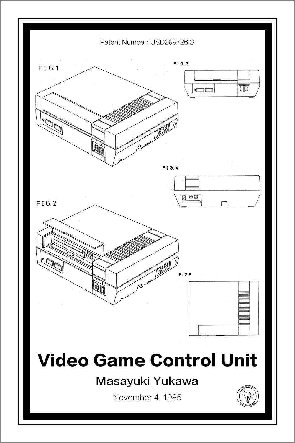 nintendo entertainment system patent print white A4 Photo Print
