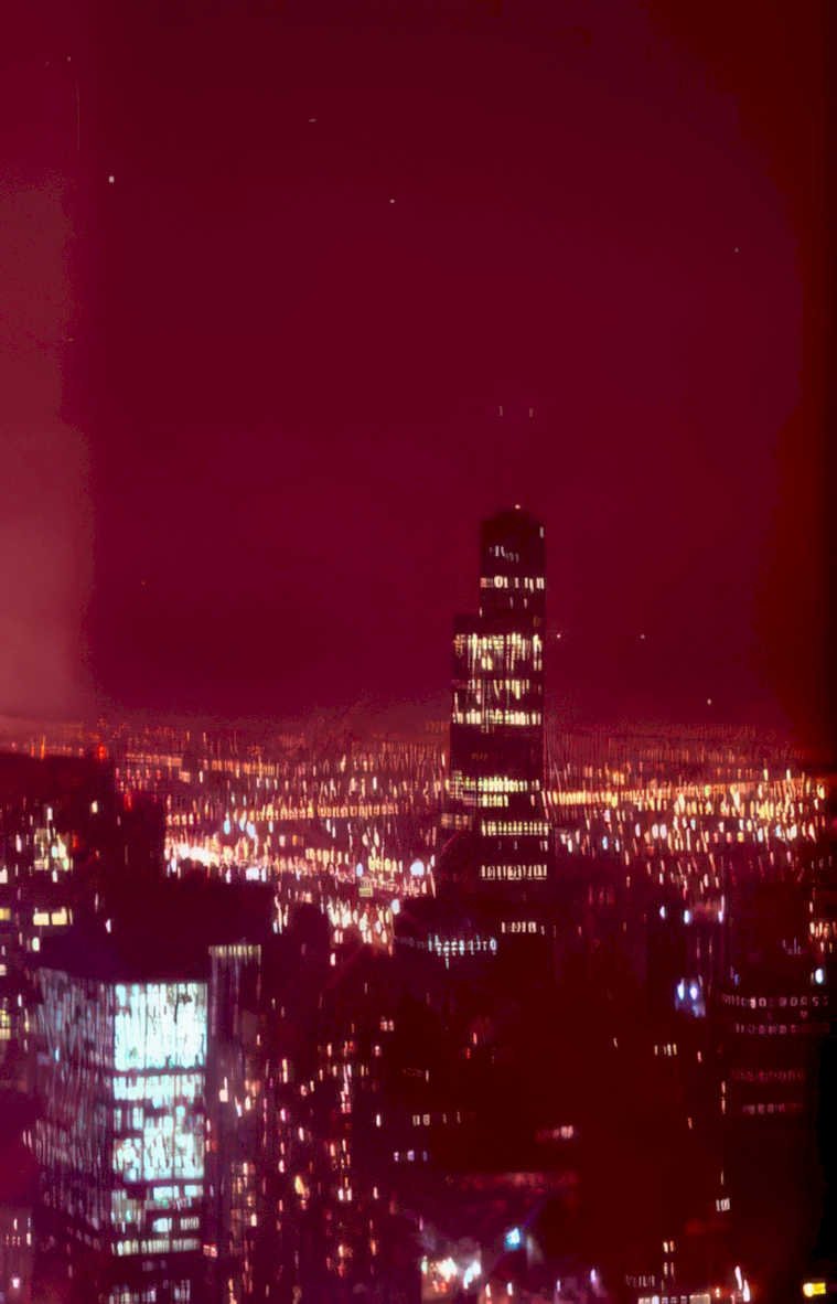 nyc night sky Vintage A4 Photo Print