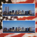 nyc skyline twintowers Flags1980s A4 Photo Print