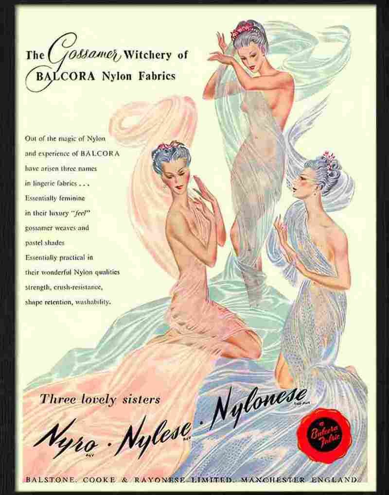 nylon lingerie 1950s Advert A4 Photo Print