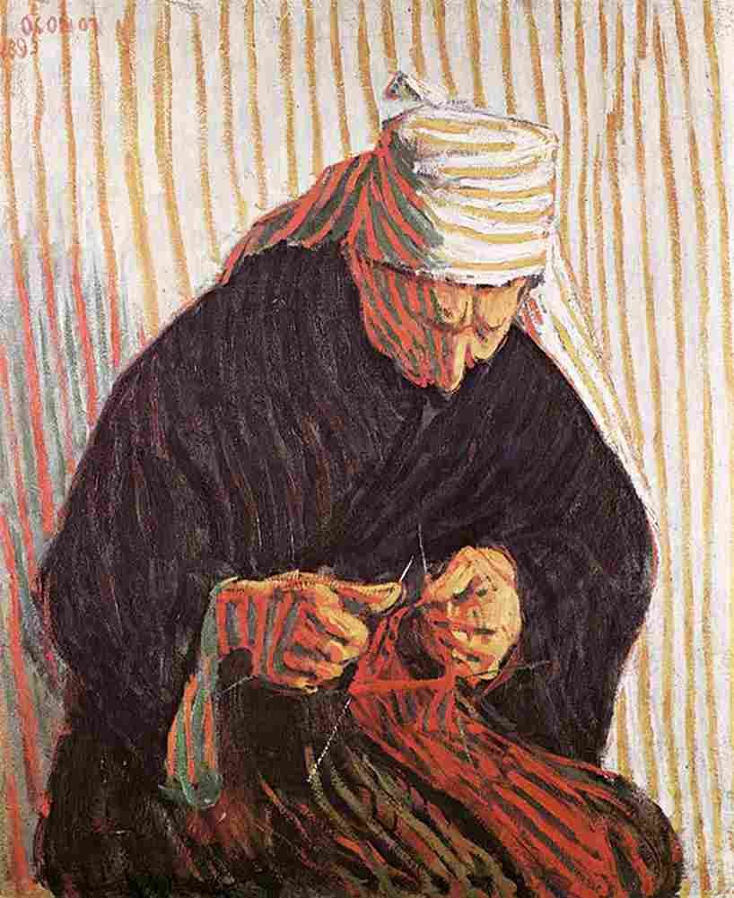 o connor roderic Breton Peasant Knitting Art A4 Photo Print