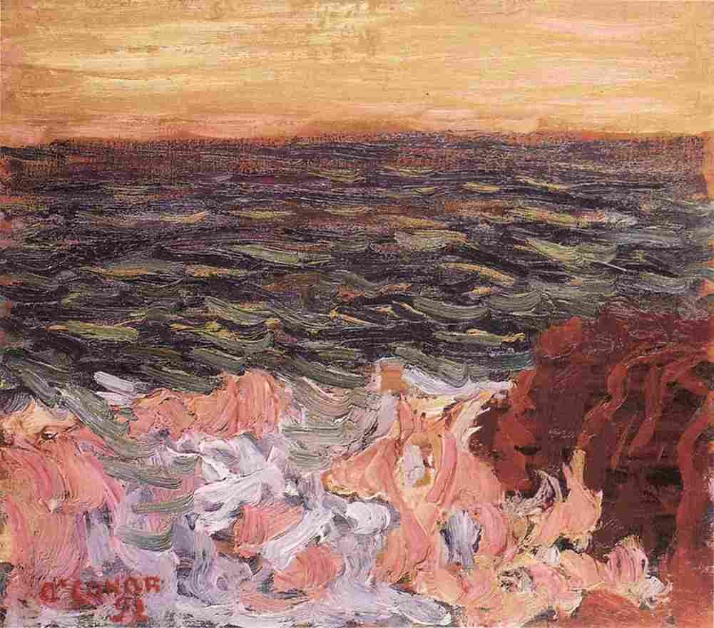 o connor roderic Seascape with Pink Foam Art A4 Photo Print