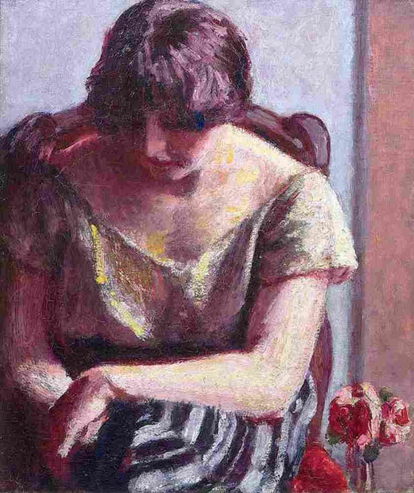 o connor roderic Seated Woman with Roses Art A4 Photo Print