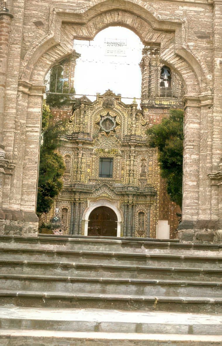 oaxaca church steps Vintage A4 Photo Print