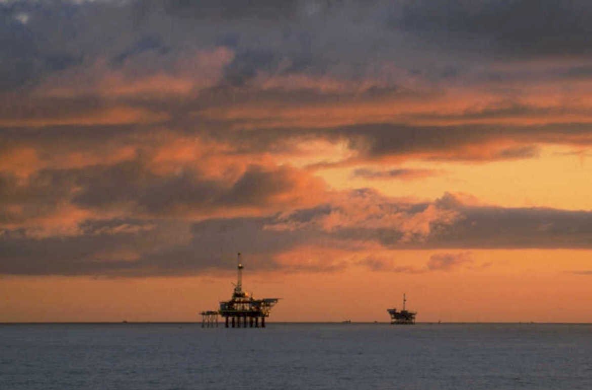 offshore oil sunset 1980s 1990s A4 Photo Print