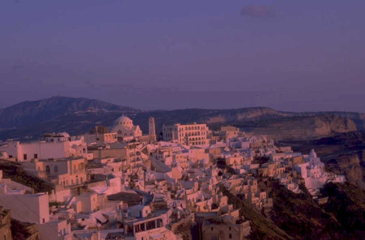 oia santorini cityscape 1980s 1990s A4 Photo Print