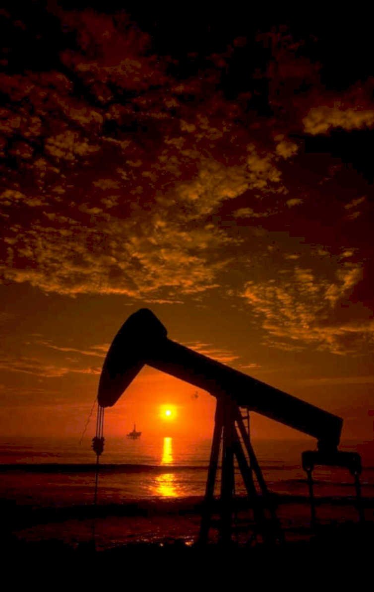 oil derrick sunset 6 1980s 1990s A4 Photo Print