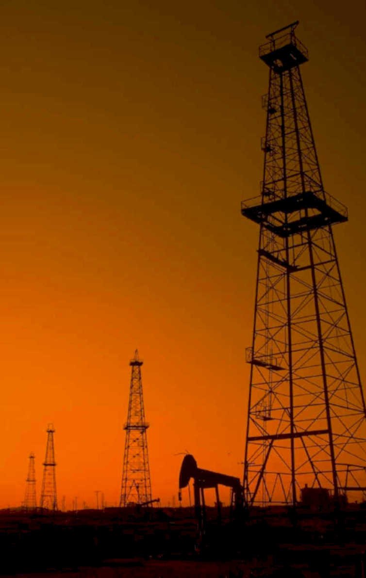 oil derricks sunset 1980s 1990s A4 Photo Print