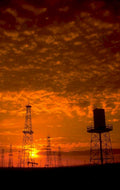 oil field sunset 1 1980s 1990s A4 Photo Print