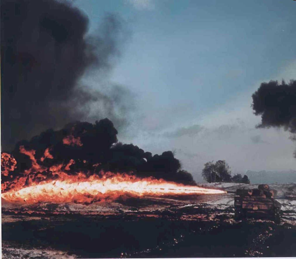 oil fire kuwait Vintage world war A4 Photo Print