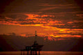 oil platform sunset 1 1980s 1990s A4 Photo Print