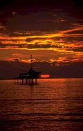 oil platform sunset 2 1980s 1990s A4 Photo Print