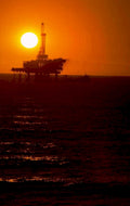 oil rig sunset 1 1980s 1990s A4 Photo Print