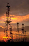 oil rigs sunset 10 1980s 1990s A4 Photo Print