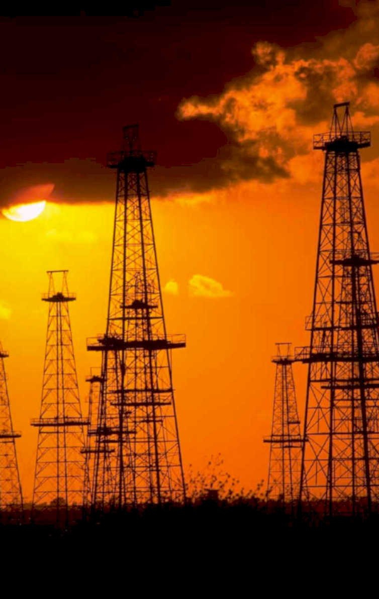 oil rigs sunset 2 1980s 1990s A4 Photo Print