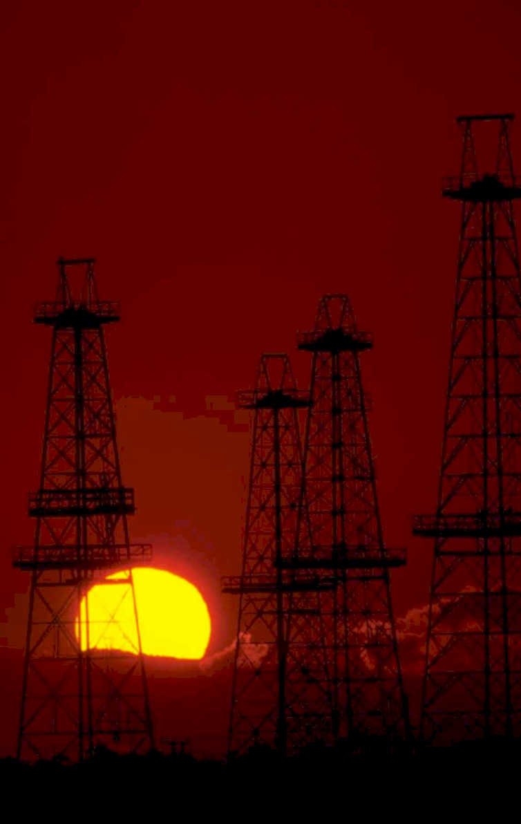 oil rigs sunset 5 1980s 1990s A4 Photo Print