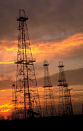 oil rigs sunset 8 1980s 1990s A4 Photo Print