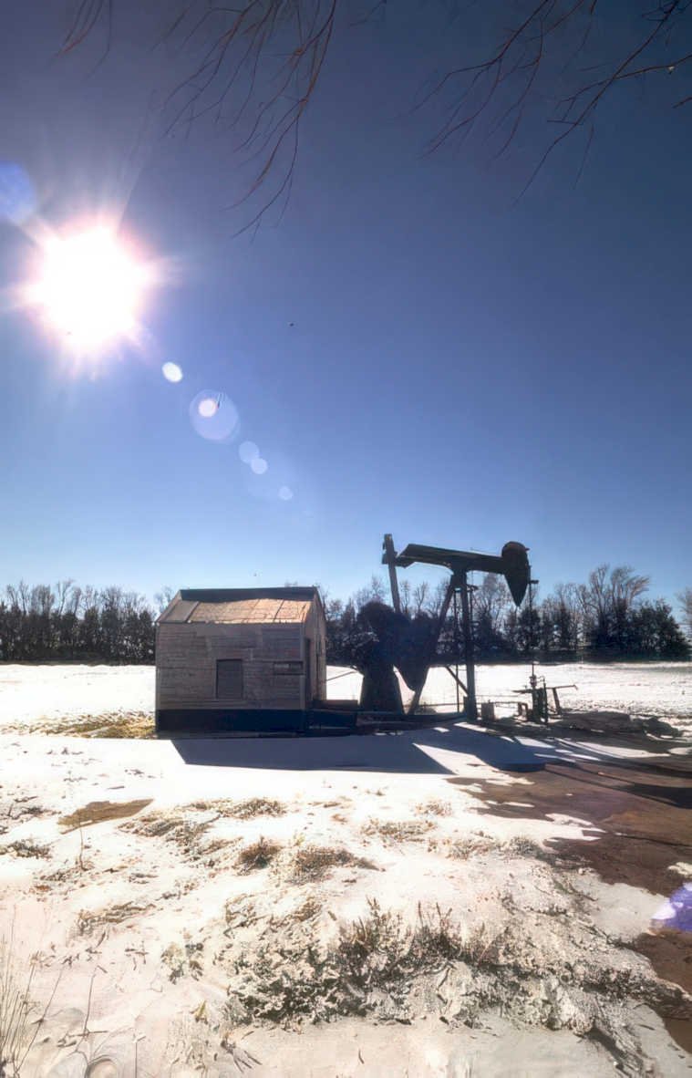oil well winter Vintage A4 Photo Print