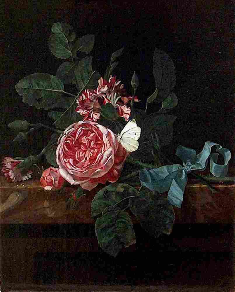 oosterwijck roses and butterfly Art A4 Photo Print