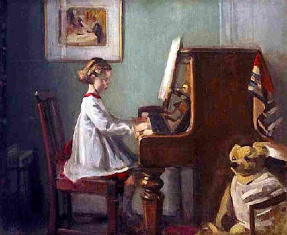 orp Artists Daughter Playing The Piano Art A4 Photo Print